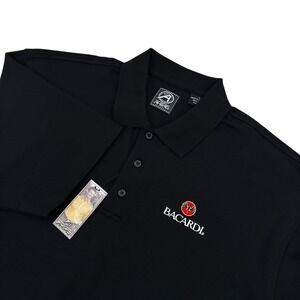 AHead Authentics Mens‎ Large BACARDI Rum Black Golf Polo Shirt 100% Cotton NWT